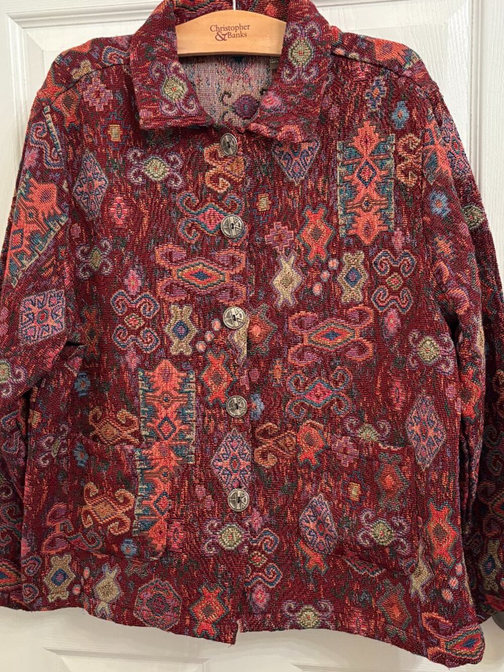 Jane Ashley 1990s Tapestry Blaze Vibrant Multicolor Geometric Aztec Patchwork XL
